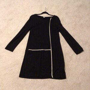 VENUS Black Dress with Cream Accents